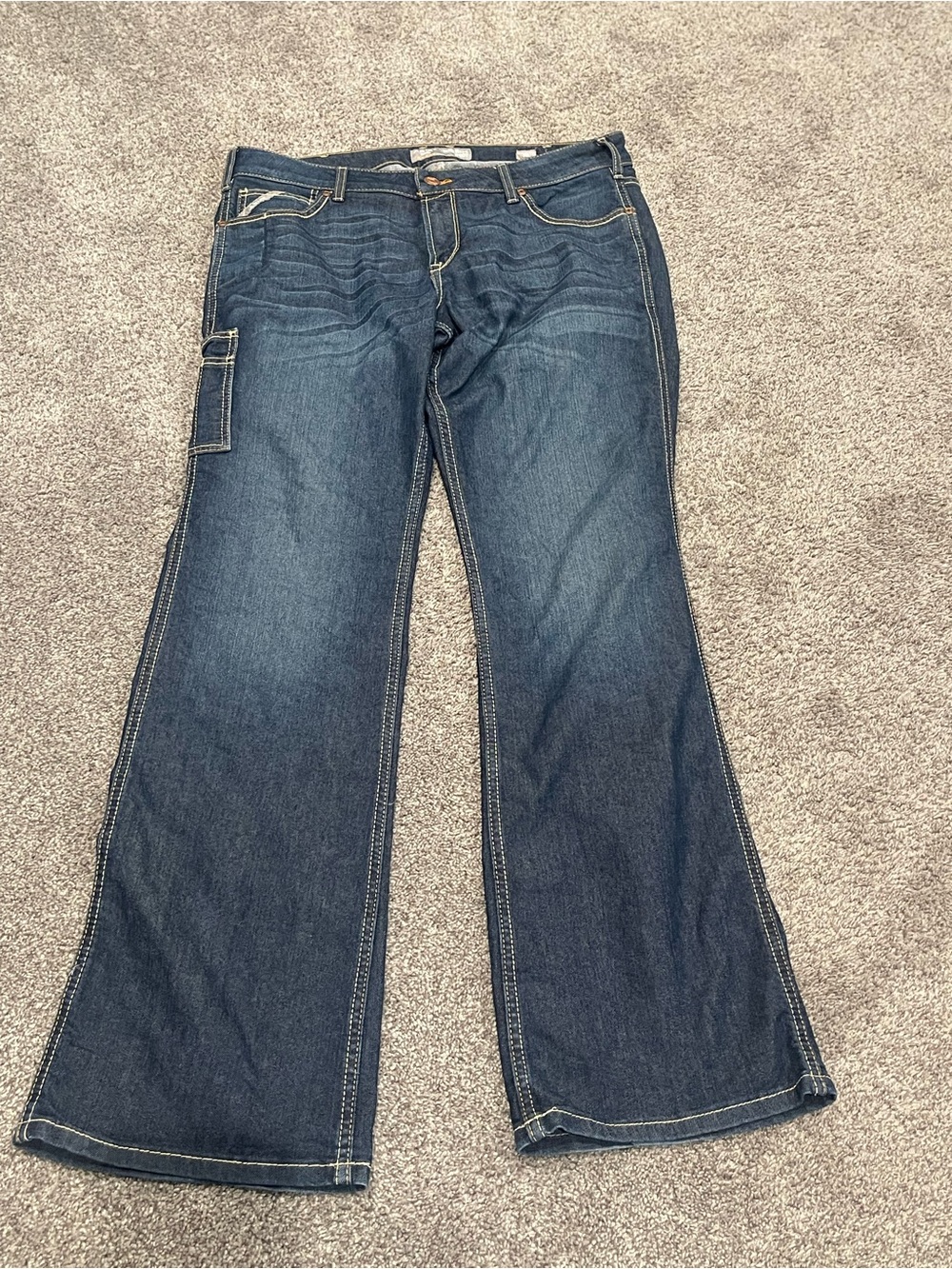 Ariat Rebar Mid Rise Boot Cut Jeans Women’s 33L Dark Wash Riveter Workwear